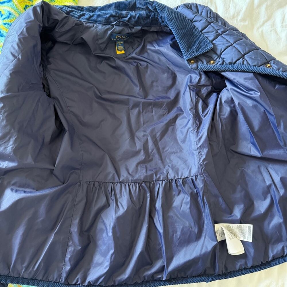Polo Ralph Lauren Quilted Barn Jacket Girls Size Large (12/14) Navy Blue - Picture 4 of 14